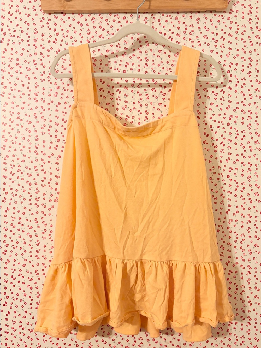 LOFT Ruffle-Hem Peplum Tank Top in Soft Yellow
